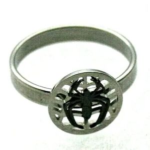 Marvel Comics Spider-Man Cobweb Spider Logo Steel Ring New NOS Box Size 9